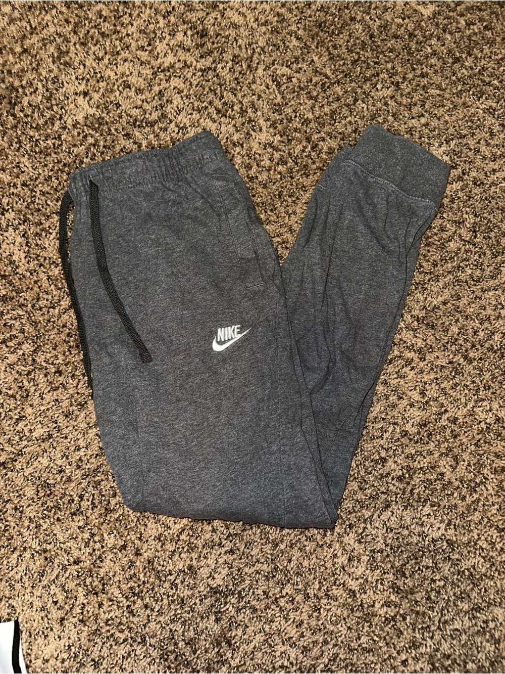 Nike Dark Gray Heather Jogger Pants with White Logo
